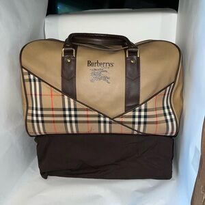Burberry Beige and Dark Brown Travel Bag